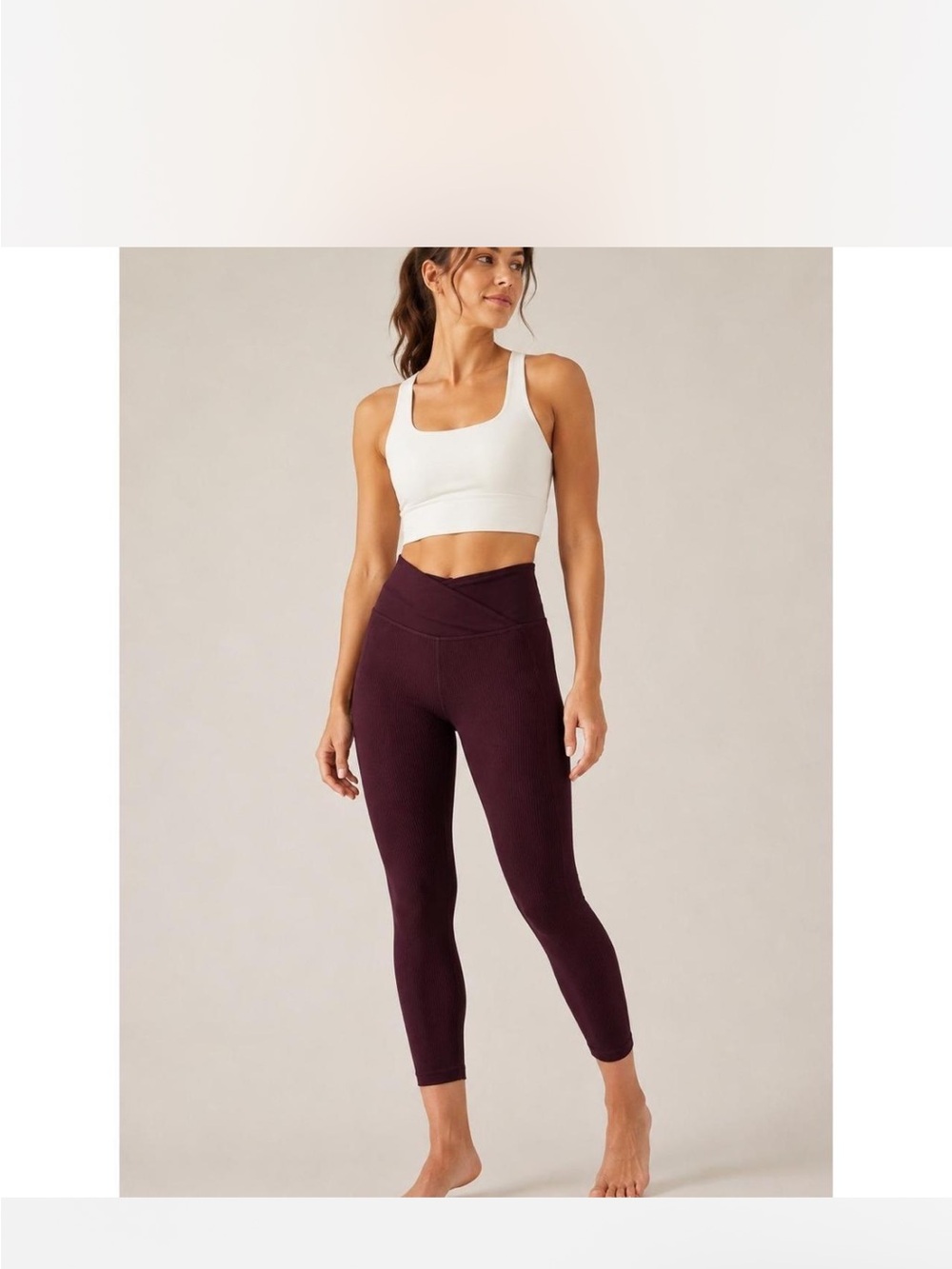 Athleta V-Waist 7/8 Ribbed Leggings in Deep Plum